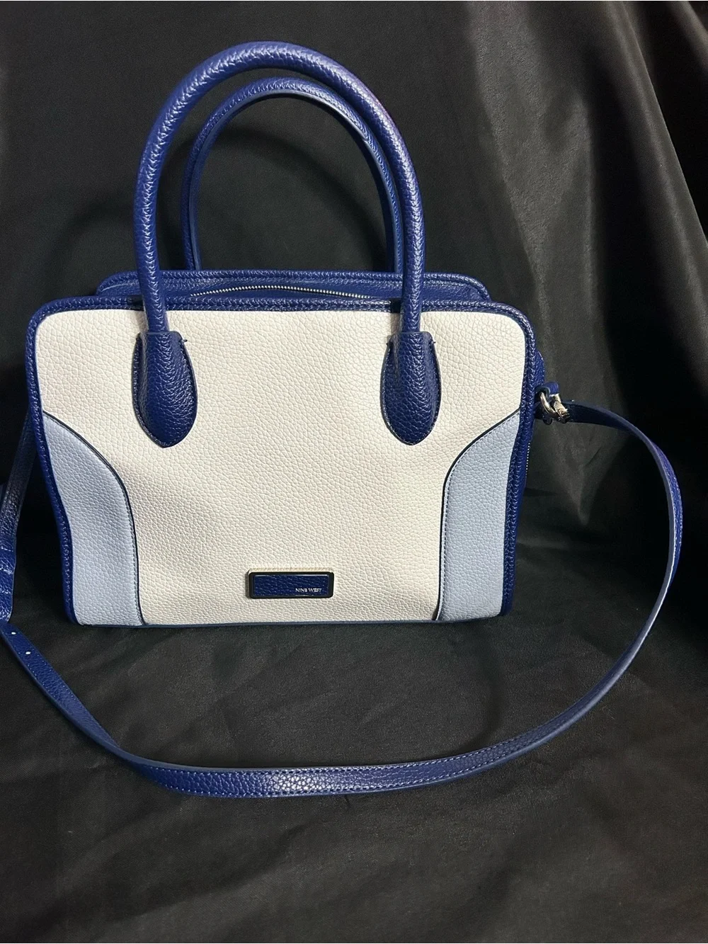 Nine West Women's Two-Tone Blue & White Structured Satchel Handbag